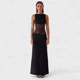 Lucinda - Rochie lungă din dantelă neagră
