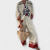 Beatriz | Set De Plajă Respirabil Cu Imprimare De Pești