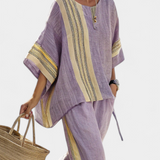 Lorena | Conjunto Boho Din In și Bambus Lavandă Elegant