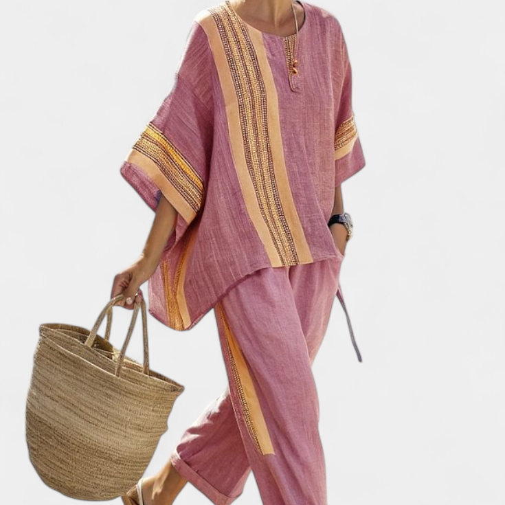 Lorena | Conjunto Boho Din In și Bambus Lavandă Elegant