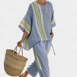 Lorena | Conjunto Boho Din In și Bambus Lavandă Elegant