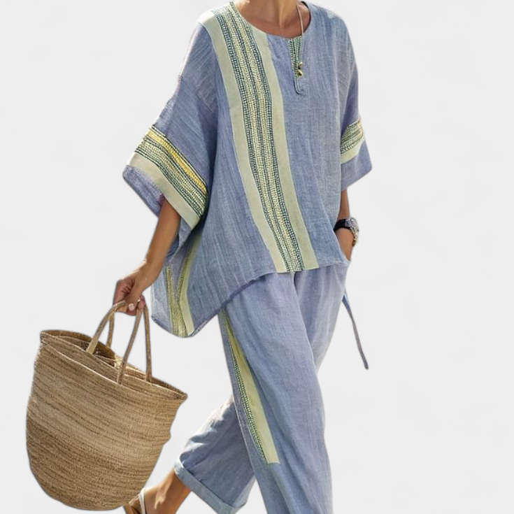 Lorena | Conjunto Boho Din In și Bambus Lavandă Elegant