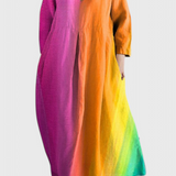 Anne | Rochie Fluidă cu Decolteu în V și Imprimare Colorată