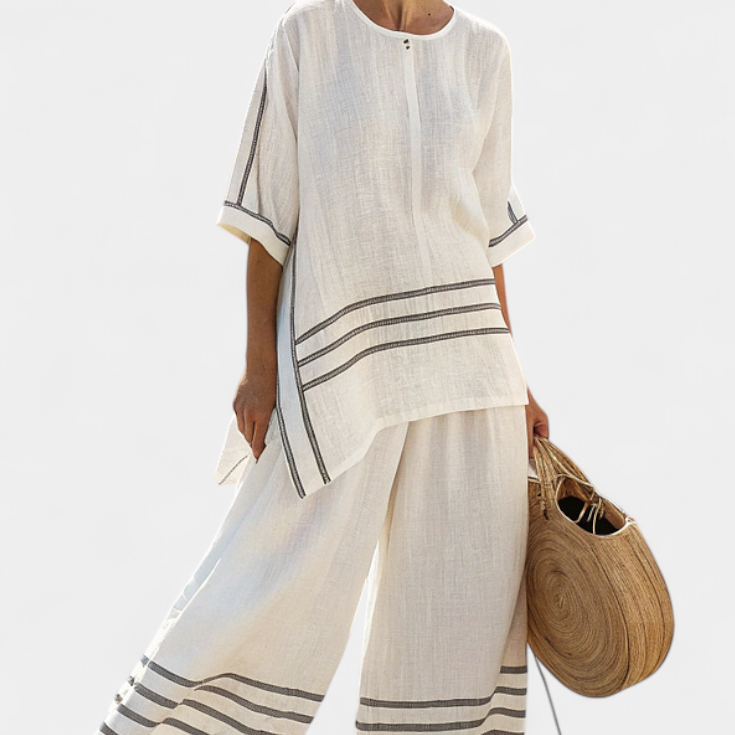 Cláudia | Salopetă Daisy Confortabilă cu Dungi Largi