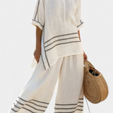 Cláudia | Salopetă Daisy Confortabilă cu Dungi Largi