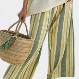 Olívia| Set De In Lână De Bambus Cu Dungi Măslinie Elegant