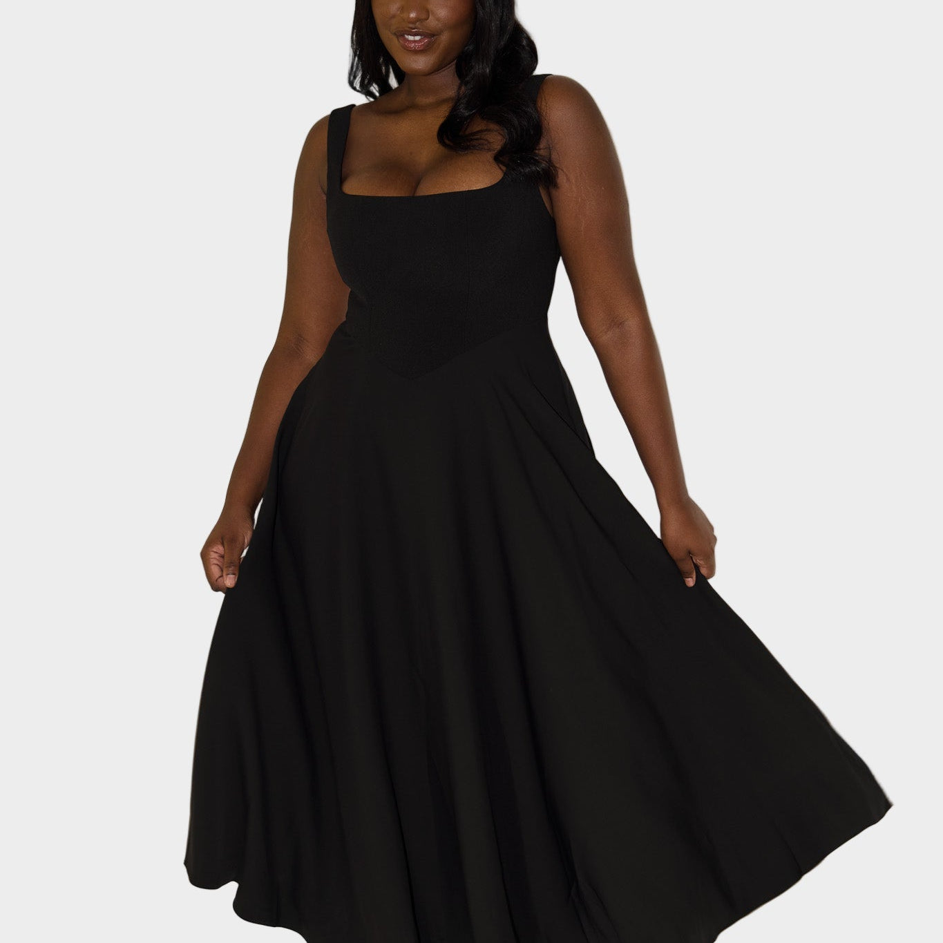 Rochie Midi Aerisită și Timeless cu Linie Elegantă și Mișcare Naturală