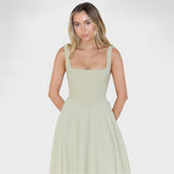 Maribel - Rochie Midi cu decolteu pătrat