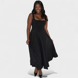 Maribel - Rochie Midi cu decolteu pătrat