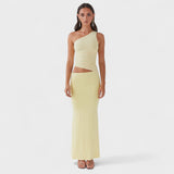 Seranella - Rochie maxi asimetrică cu decupaj