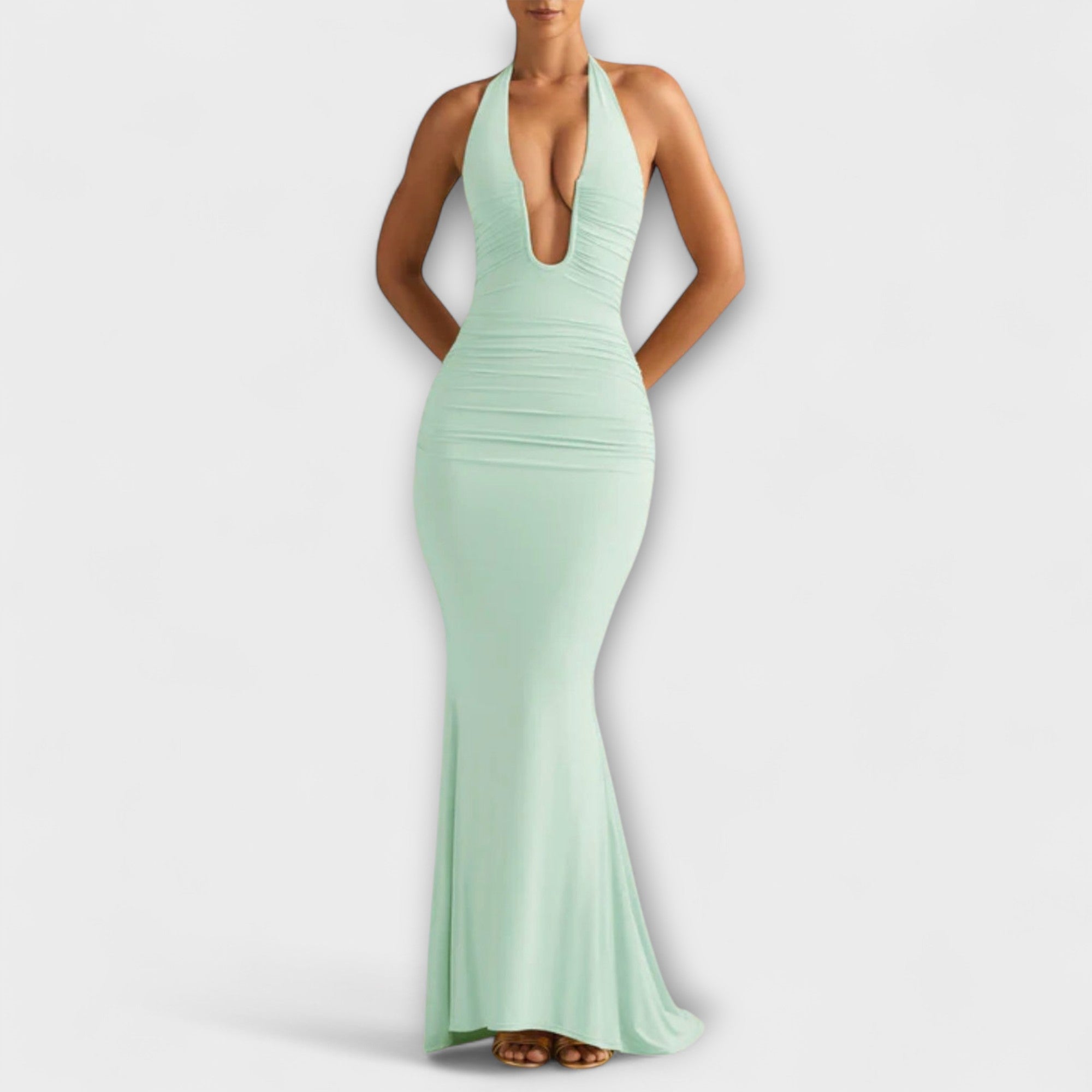 Rochie elegantă de gală cu spate deschis și decolteu impresionant