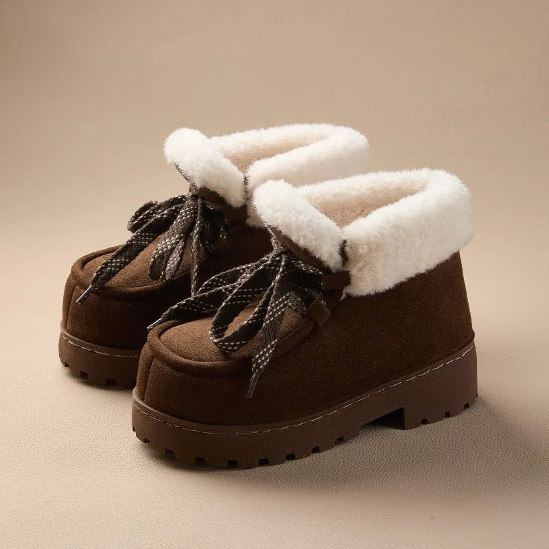 Caty | Botine cu platformă din piele întoarsă sintetică cu un aspect drăguț și călduros