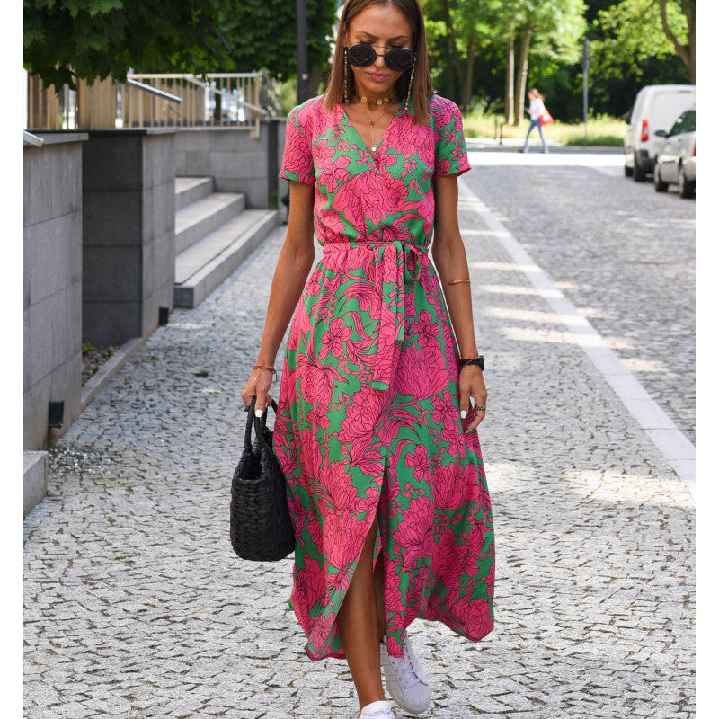 Amelie – Rochie Midi Florală Ajustabilă și Confortabilă