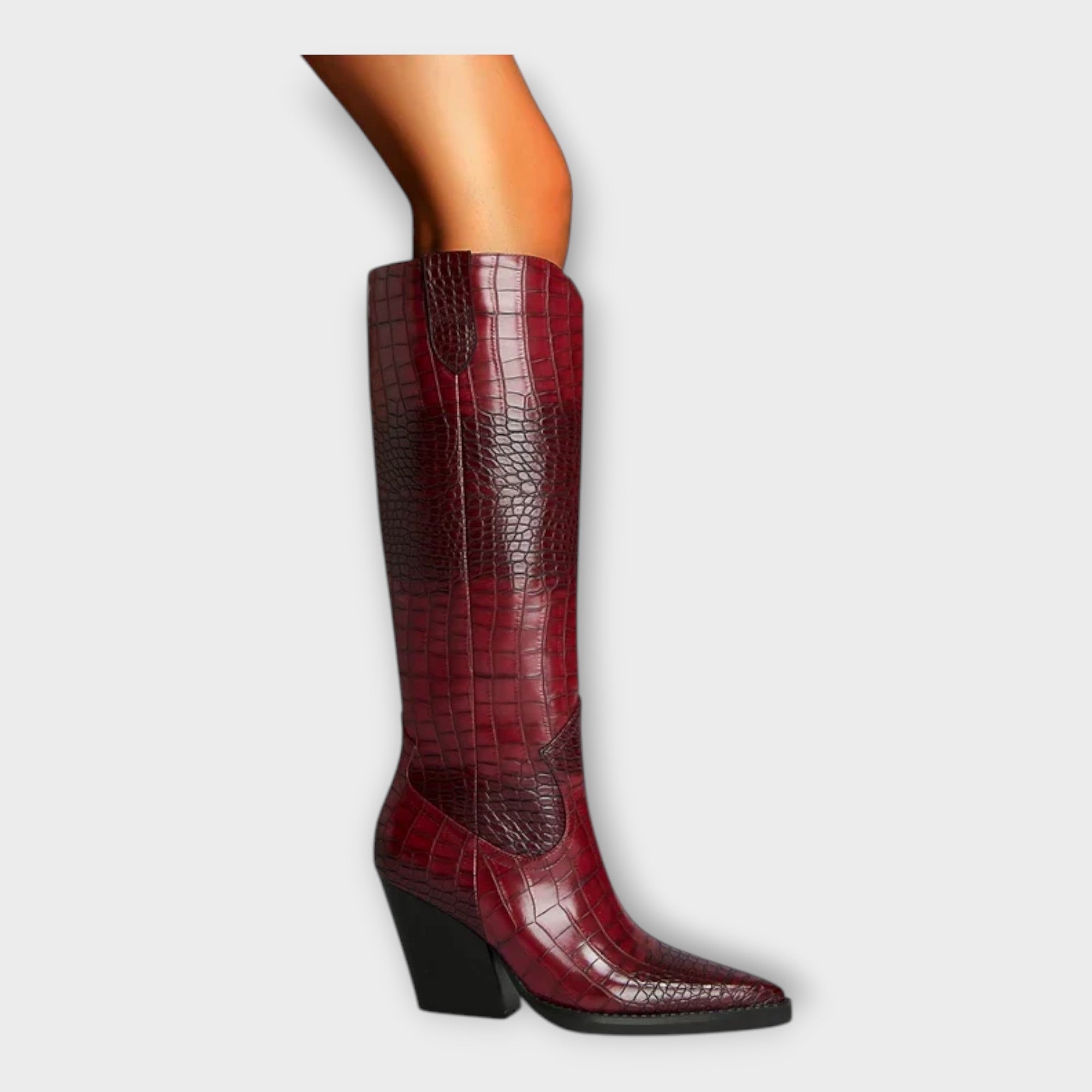 Botine cu Design Croco și Toc Elegant