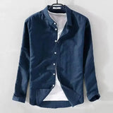 Cămașă casual din bumbac și in