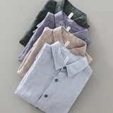 Cămașă din in cu mânecă scurtă