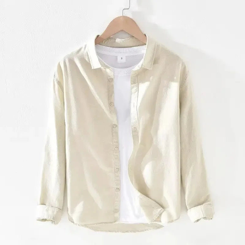 Cămașă casual din bumbac și in