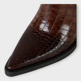 Botine cu Design Croco și Toc Elegant