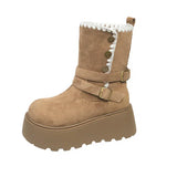 Irene | Botine cu platformă, cu cataramă elegantă și căptușeală caldă din blăniță