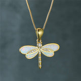 Lănțișor Aurie cu Păsări și Opal - Stil Unic