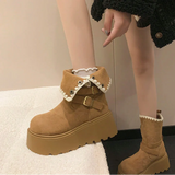 Irene | Botine cu platformă, cu cataramă elegantă și căptușeală caldă din blăniță