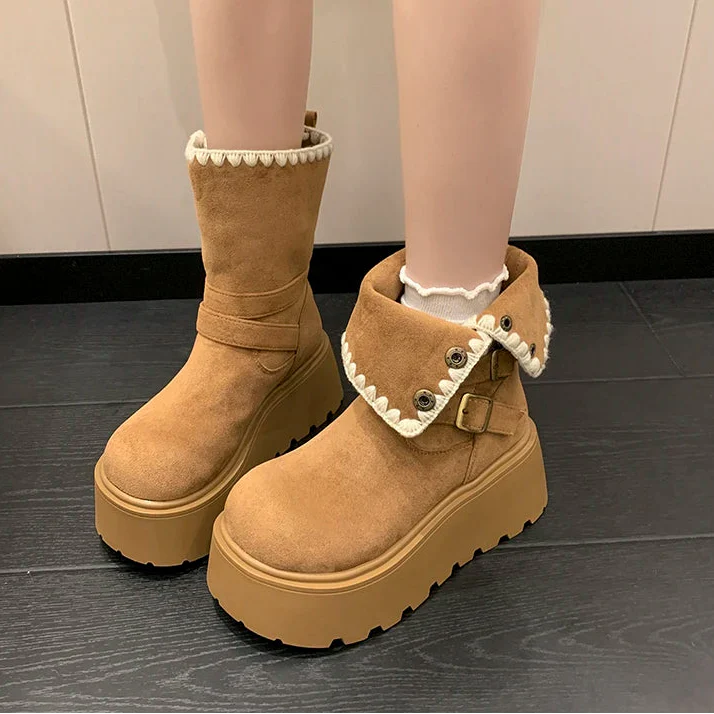 Irene | Botine cu platformă, cu cataramă elegantă și căptușeală caldă din blăniță