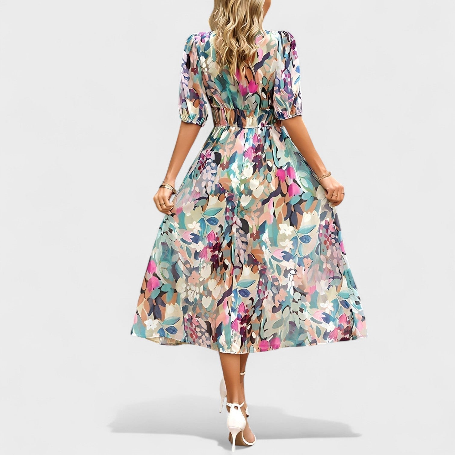 Clara – Rochie Midi Floral Elegantă