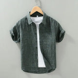 Cămașă din in cu mânecă scurtă