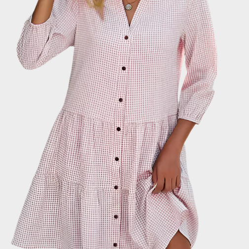 Rochie de Vară Cu Carouri Ușoară și Flattering