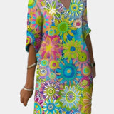 Rochie Colorată cu Model Floral