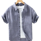 Cămașă din in cu mânecă scurtă