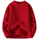 Pulover din tricot cu model de cabluri