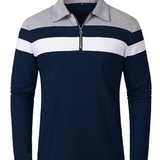 Camisă elegantă cu fermoar în dungi