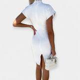 Rochie Midi cu Mâneci Scurte și Stil Rafinat