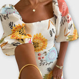 Rochie cu Mâneci Puff Eleganță Înfloritoare