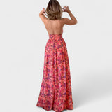 Floraria - Rochie lungă cu haltere și spate deschis