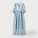 Sílvia - Rochie din In cu Model pentru o Eleganță Fără Efort