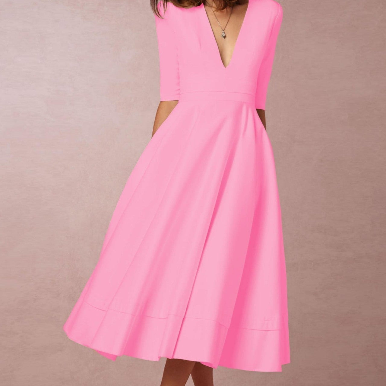 Laura | Rochie Midi Feminina Cu Croi În A, Decolteu În V