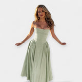 Rochie Midi Retro cu Bretele Subțiri