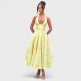 Halina - Rochie midi cu corset și volane