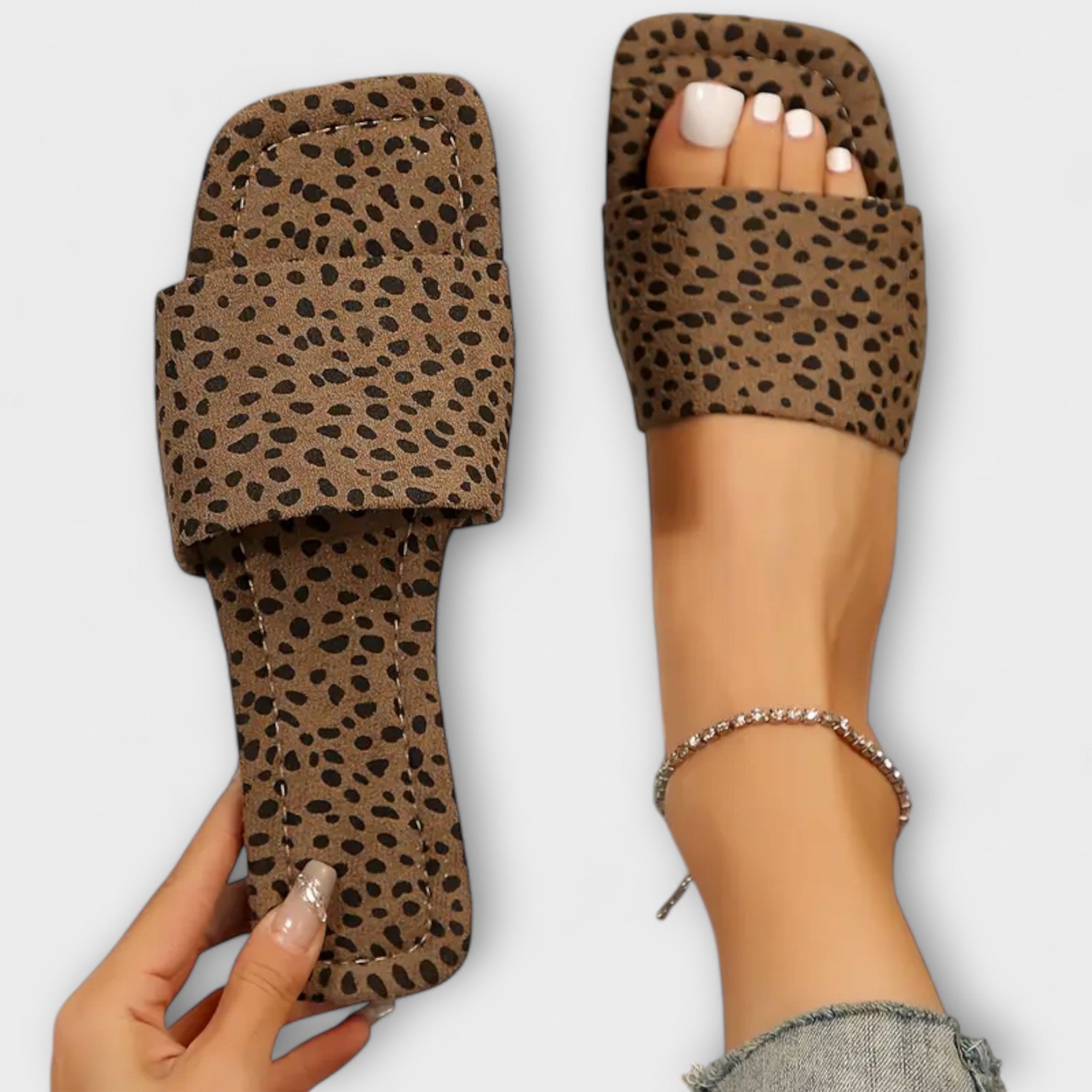 Mocasini elastici cu imprimeu de leopard