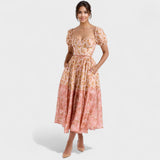Rochie Valentina Floral Coral
