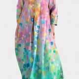 Anne | Rochie Fluidă cu Decolteu în V și Imprimare Colorată