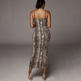 Leopard | Rochie Strânsă Sexy cu Imprimare de Leopard și Bretele Subțiri