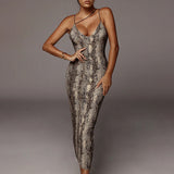 Leopard | Rochie Strânsă Sexy cu Imprimare de Leopard și Bretele Subțiri