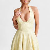 Halina - Rochie midi cu corset și volane