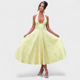 Halina - Rochie midi cu corset și volane