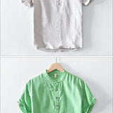 Cămașă cu mânecă scurtă din in de bumbac