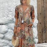 Lia | Rochie Midi Feminina din Material Ușor