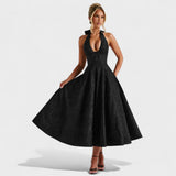 Effie - Rochie midi texturată cu decolteu în V